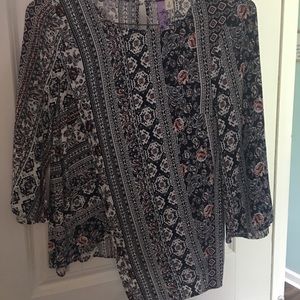 Boutique asymmetrical, wrap style blouse